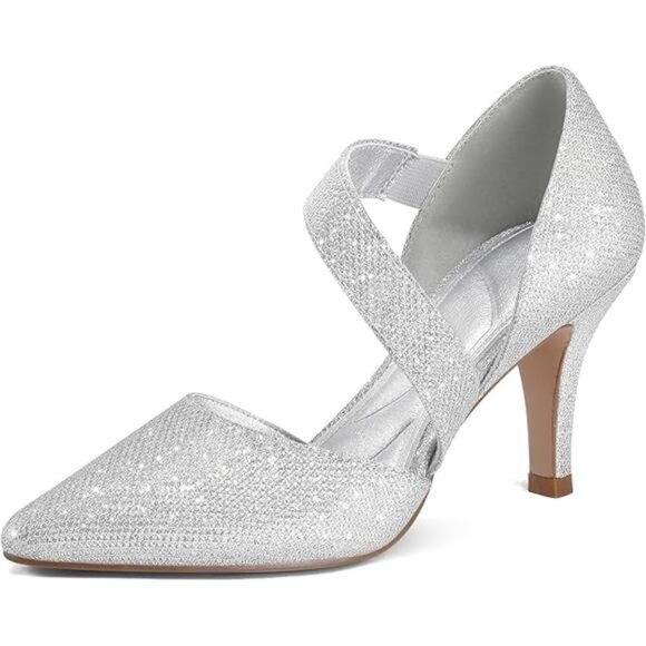 Women's Pointed Toe Low Stiletto Heel Dress Pumps Shoes - Picture 7 of 7